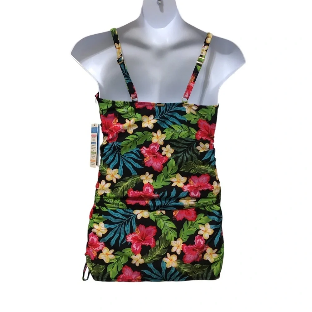 Simply Fit Tankini Swimsuit Top & Bottom Swimwear L Black Tropical Slimm… - Picture 3 of 12